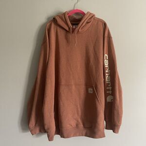 Carhartt Midweight Hoodie Sweatshirt Mens 4XL Orange Hooded Outdoor Fleece